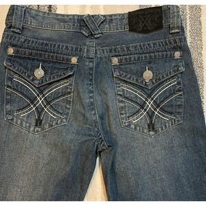 Xtreme Couture Jeans Mens 30x32(actual 31) Blue  Denim Embroidered Pockets Flap